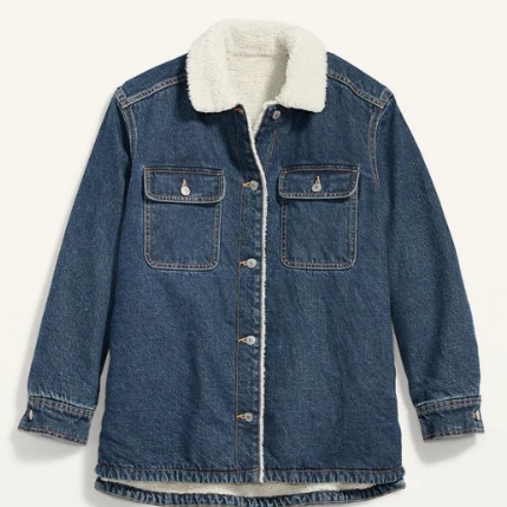 NWOT : Sherpa-Lined Non-Stretch Jean Utility Shacket